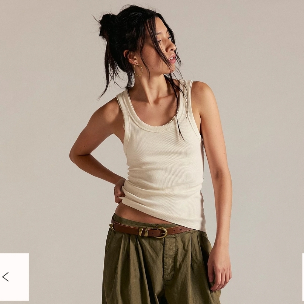 We The Free Cream Ribbed Tank Top